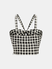 Gingham Cotton Blend Cami Top & Skirt Set