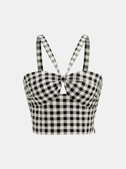 Gingham Cotton Blend Cami Top & Skirt Set