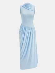 Removable Cape Asymmetrical Draped Maxi Dress