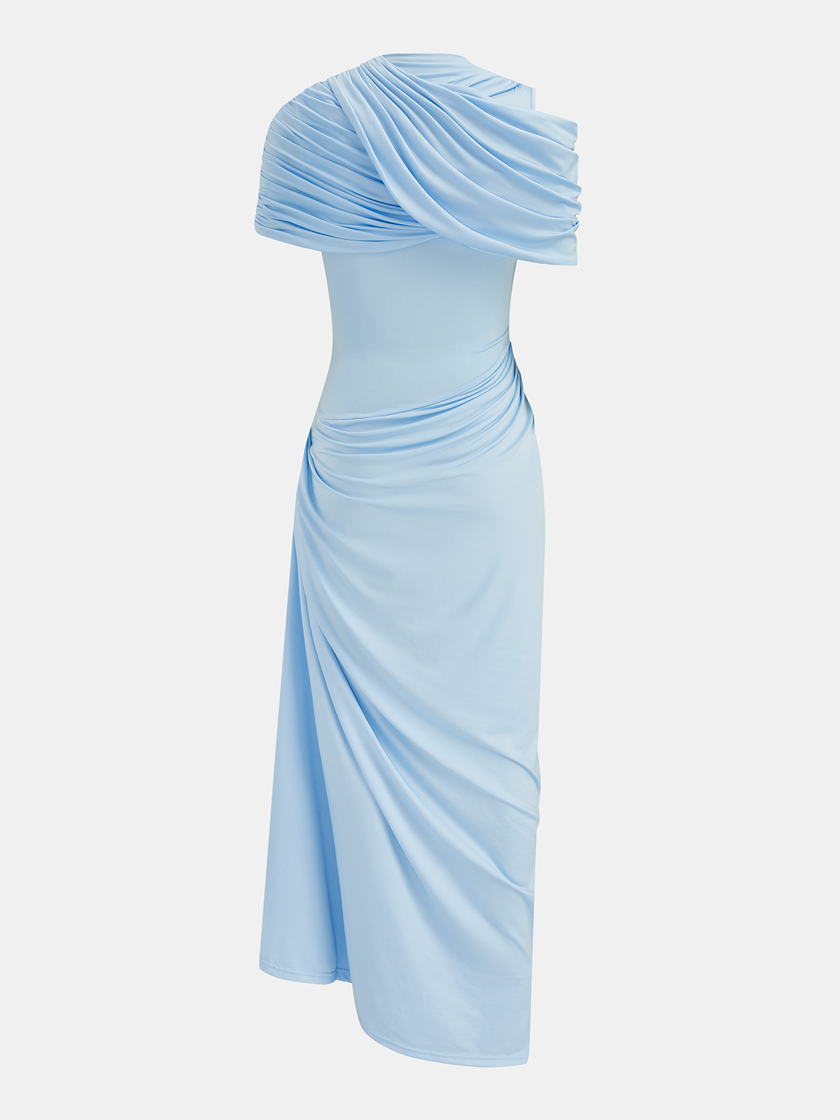 Removable Cape Asymmetrical Draped Maxi Dress