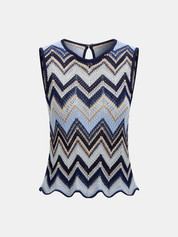 Zigzag Wave Crochet Sleeveless Knit Tank Top