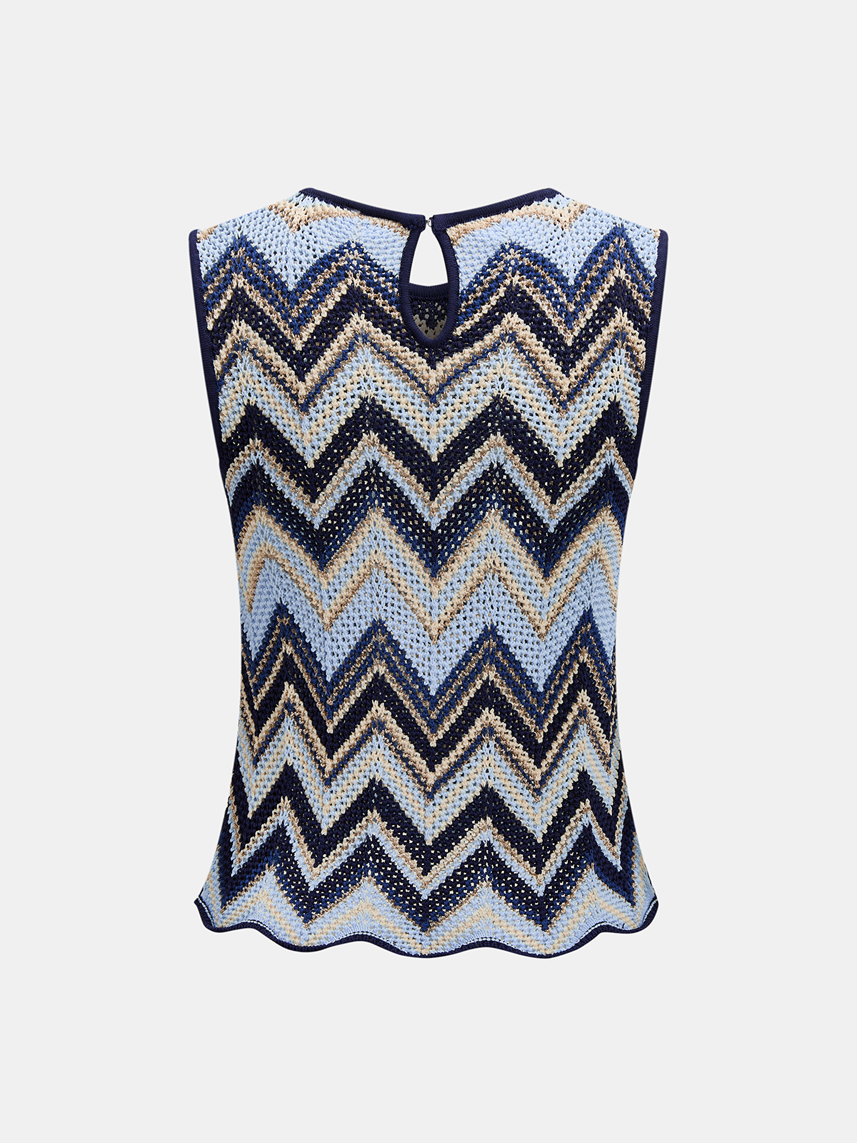 Zigzag Wave Crochet Sleeveless Knit Tank Top