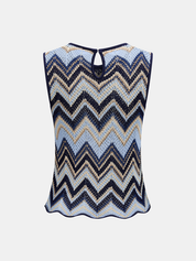 Zigzag Wave Crochet Sleeveless Knit Tank Top