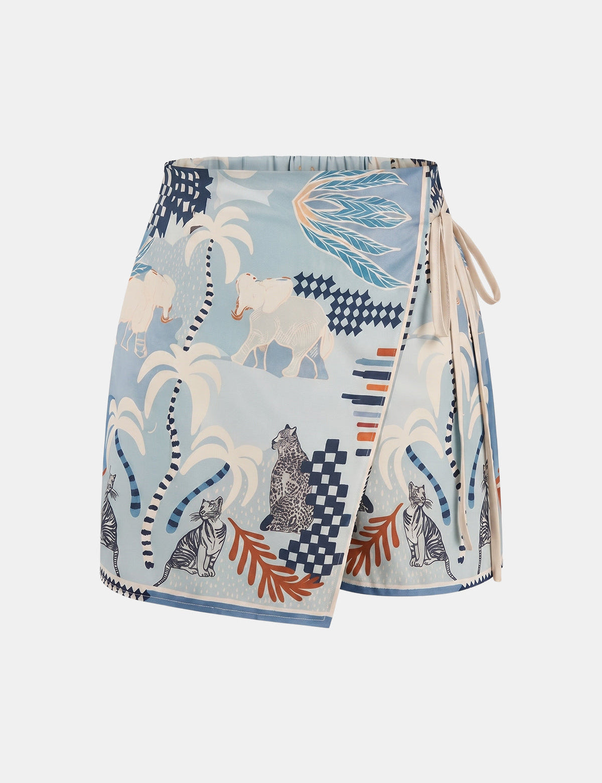 Animal Print Tie-Waist Wrap Skort