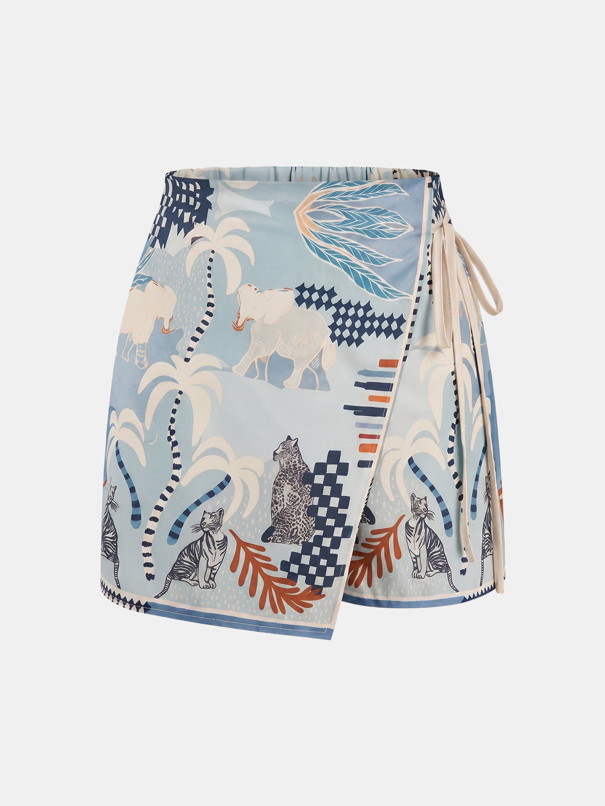 Animal Print Tie-Waist Wrap Skort