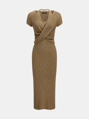 Cross Front Knit Top & Halter Maxi Dress Set