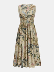 Cotton Blend Botanical Printed Maxi Dress