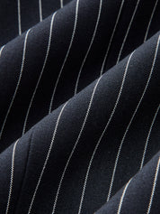 Pinstriped Button-Front Stand Collar Blouse