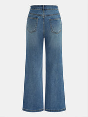 Snowflake Rhinestone Straight-Leg Jeans