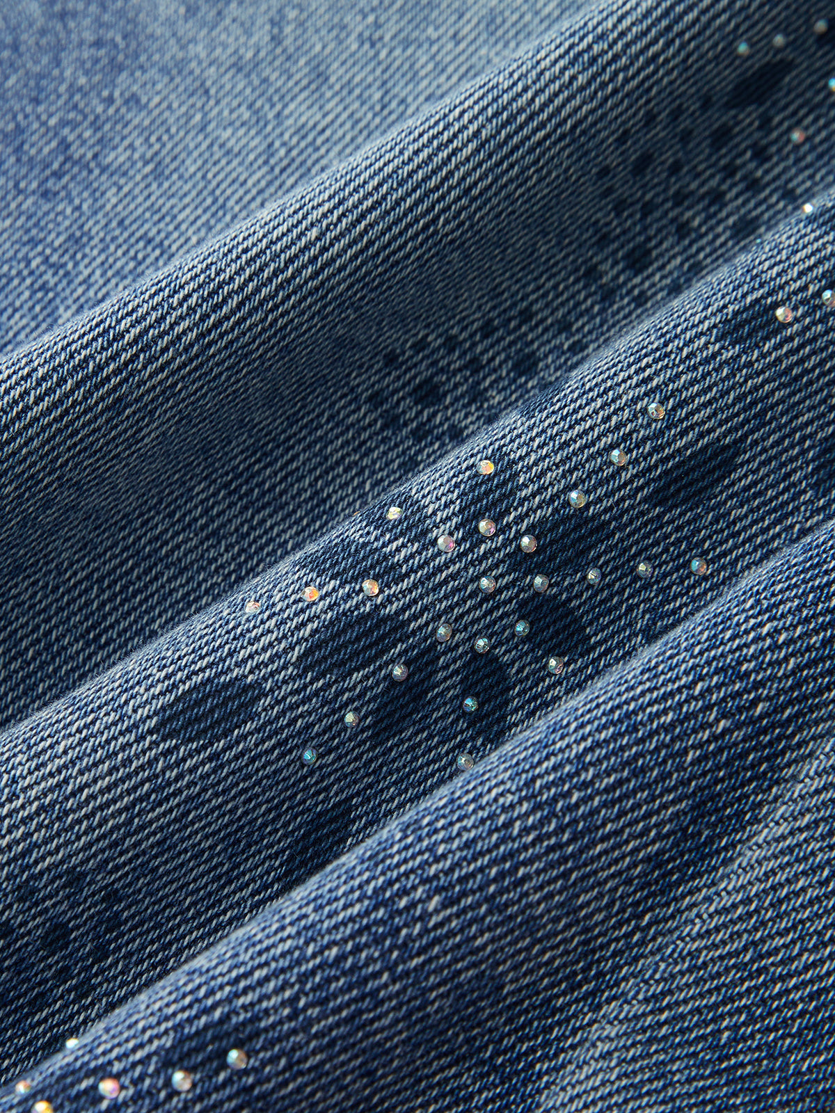 Snowflake Rhinestone Straight-Leg Jeans