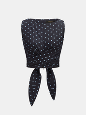 Denim Polka Dot Crop Top & Pants Set
