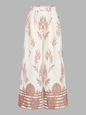 Leaf Print Halter Neck Crop Top & Pants Set
