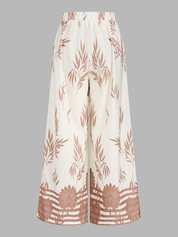 Leaf Print Halter Neck Crop Top & Pants Set
