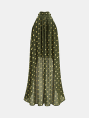 Polka Dot Halter Asymmetrical Blouse