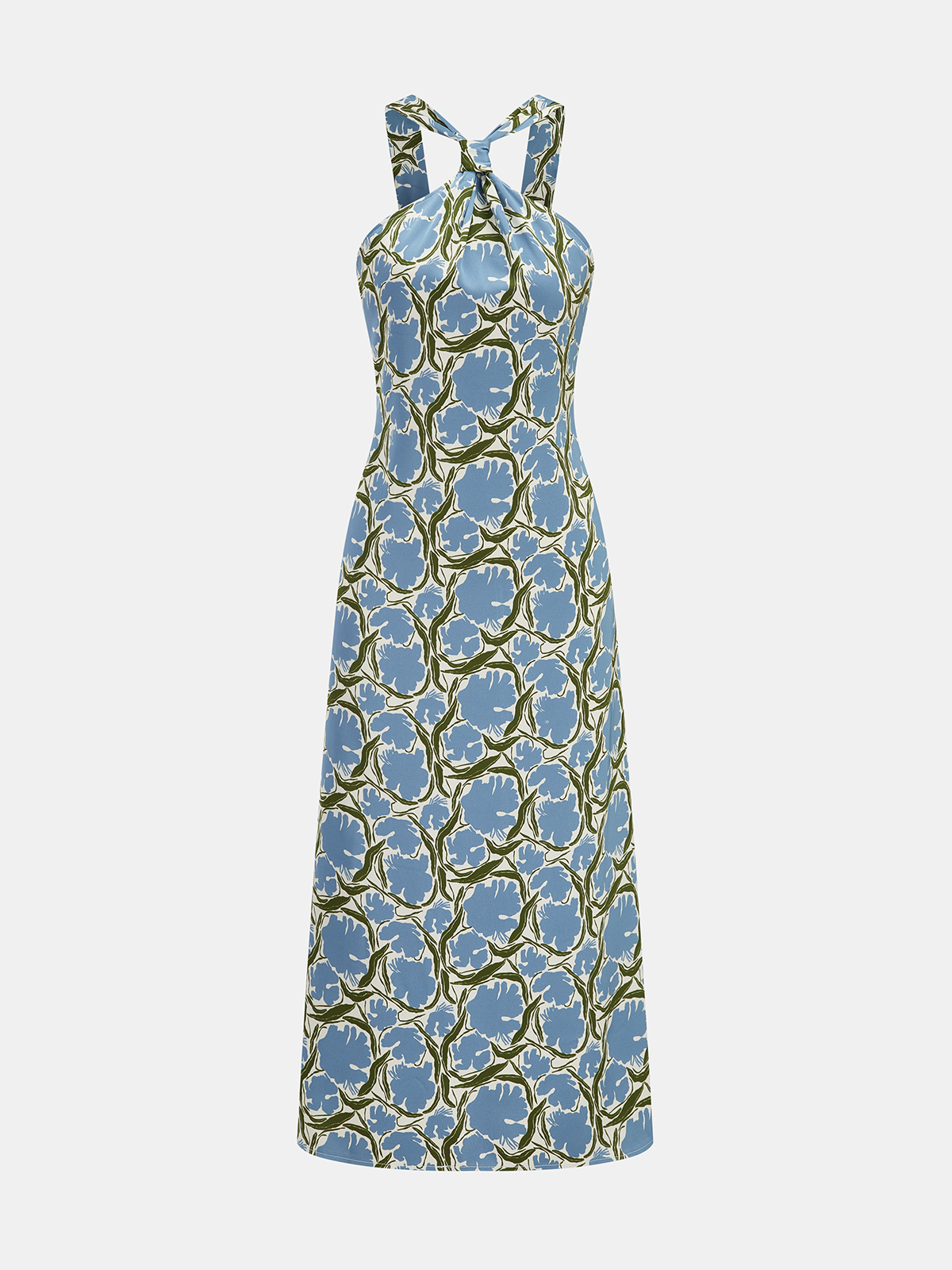 Halter Neck Floral Midi Dress